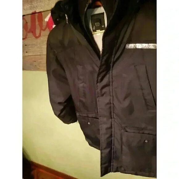 SEAN JOHN HEAVYWEIGHT POLYESTER COAT MID LENGTH BLACK WOMEN’S SIZE MEDIUM A16 - Picture 1 of 5